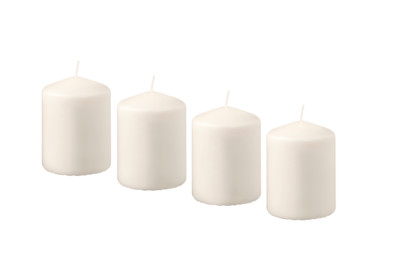 IKEA HEMSJÖ Duftlose Blockkerze, Natur, 8 cm, 3'', 4er Pack Dekoration, BRANDNEU
