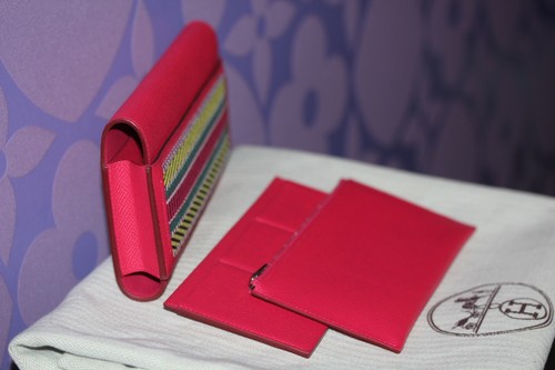HERMES Pasajero Billetera Larga Bolso Epsom Cavale Lona Múltiples ROSA EXTREMA ¡Rosa Extrema! - Imagen 4 de 12