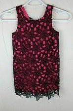 Milly Minis Bow Back Shift Dress, Black/Pink, Little Girls 4