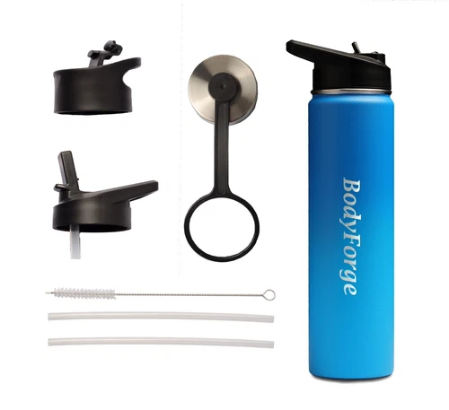 $averPak BodyForge Sports Water Bottle - 22oz, 24oz, 3 Lids & Straw Lid