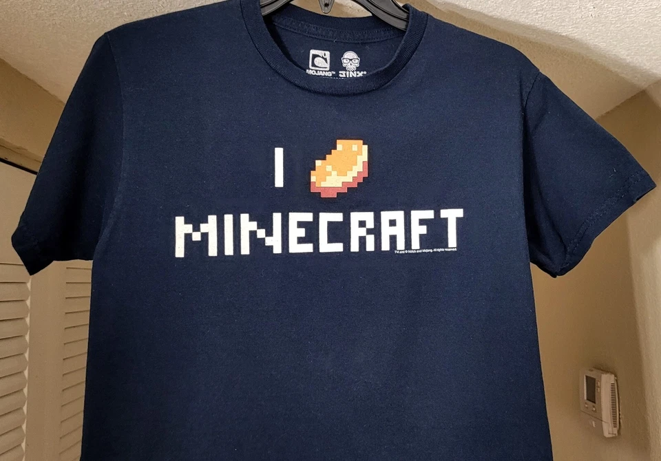 🔥 Official Minecraft Blue Cotton Boys Graphic Logo T-Shirt Small /Medium - Image 3 of 4