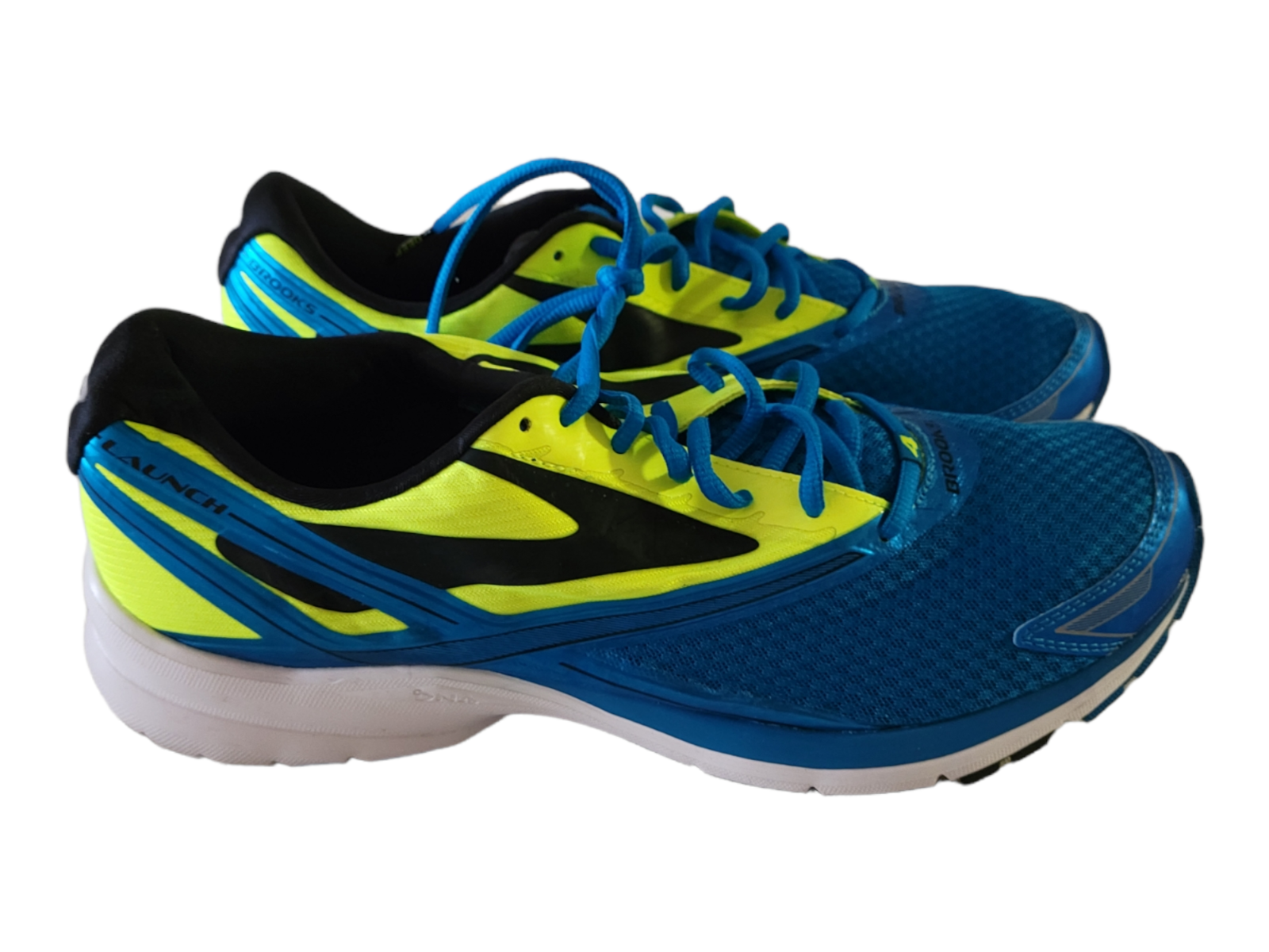 Brooks Men's Size 12D Launch Blue and Yellow Running Shoes 1102441D497