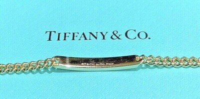 Tiffany & Co. 18K Yellow Gold Diamond Curb Link ID Bracelet | eBay