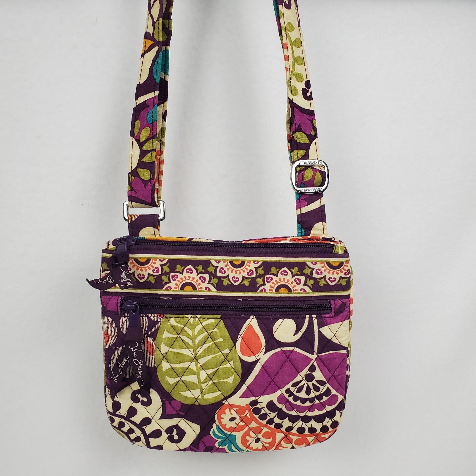 Vera Bradley Plum Crazy Fold Over Flap Crossbody Shoulder Bag Purse