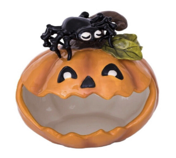 Blue Sky Clayworks - HALLOWEEN Pumpkin Spider Candy Bowl - NWT | eBay