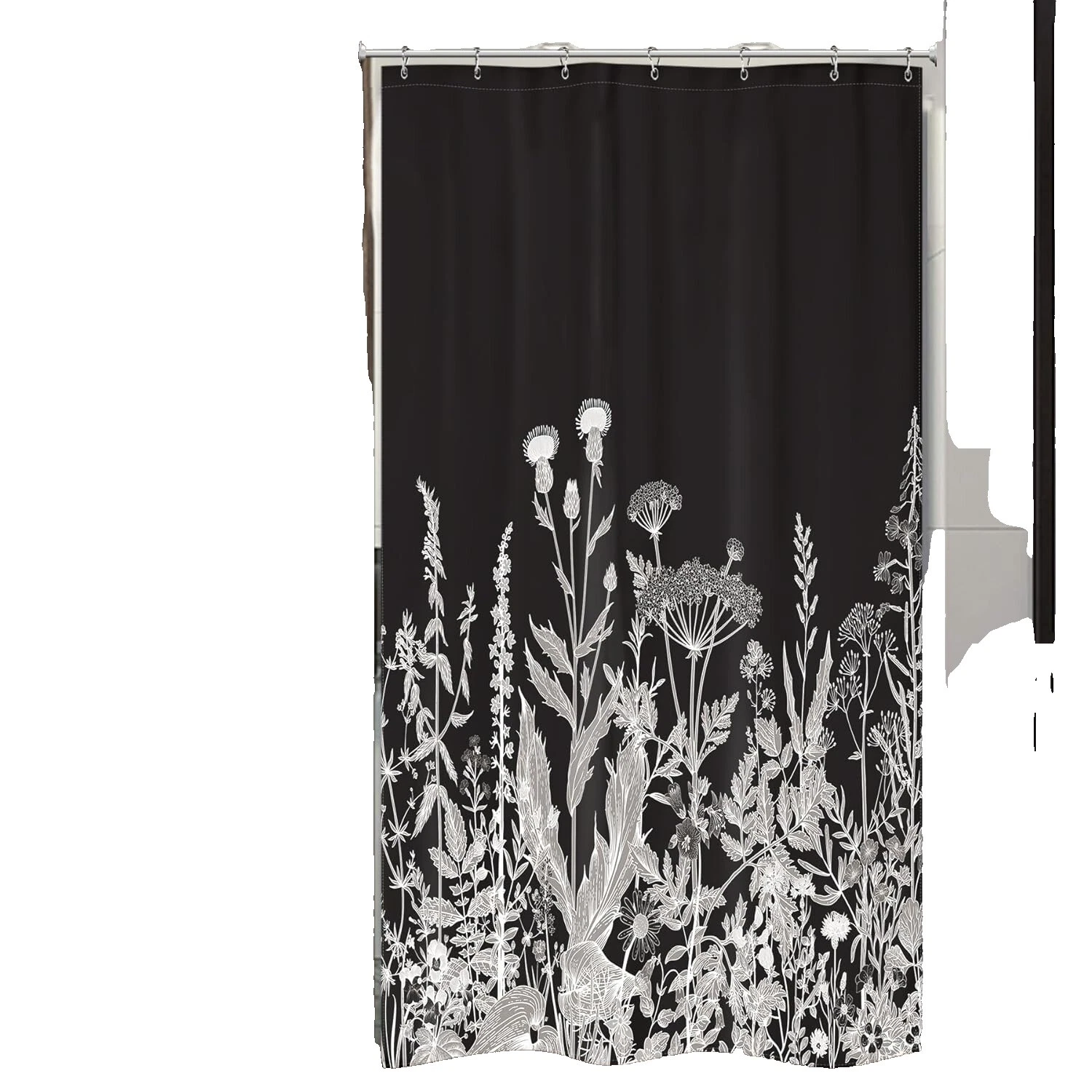 Black Floral Shower Curtains