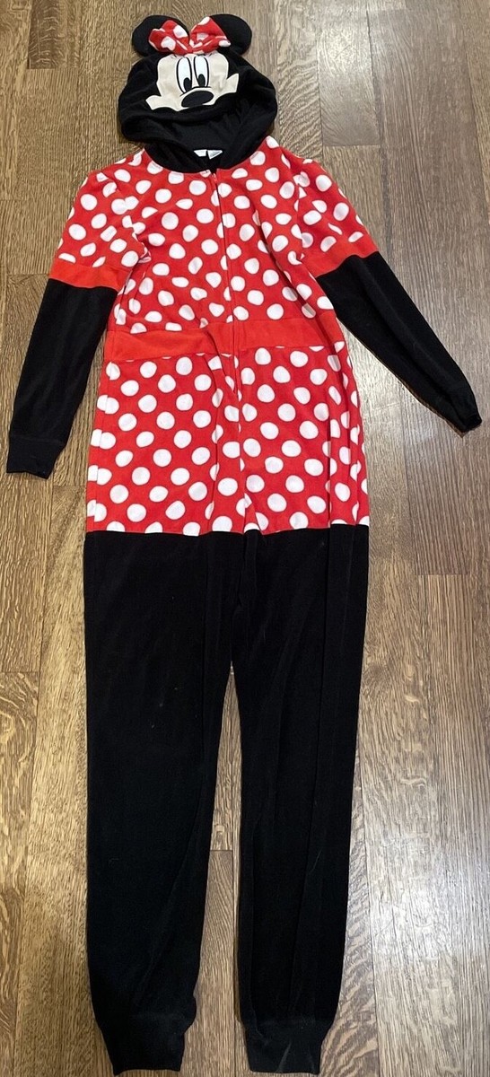 DISNEY MINNIE MOUSE Medium HOODED POLKA DOT PAJAMAS COSTUME