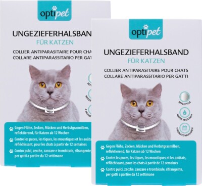 Optipet 2x Ungezieferhalsband Katzen gegen Flöhe Zeckenhalsband Mücken Milben