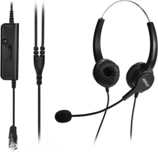 AGPtek Noise Canceling Telephone Headset With Line Sequence Adapter & Mute