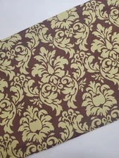 Michael Miller Dandy Damask Green Brown  Cotton Sew Quilt Cotton OOP ONE YARD