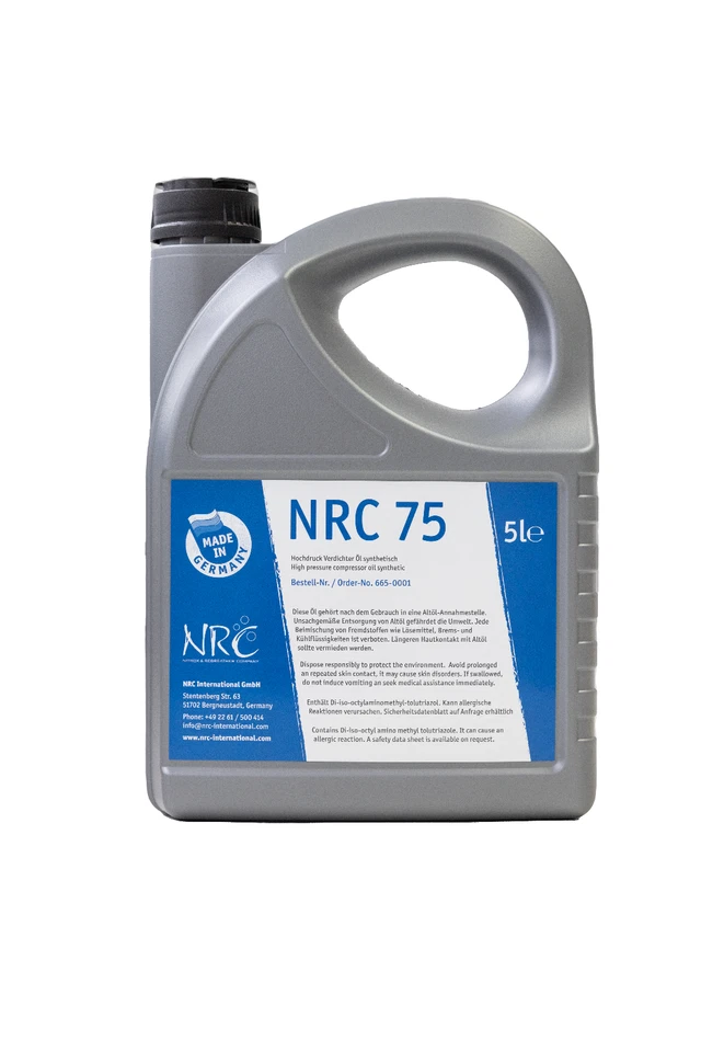 MARKENLOS NRC 75 Fully synthetic breathing air diving compressor oil 5l Bauer L&W Coltri