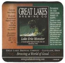 Great Lakes Brewing Co Lake Erie Monster Beer Coaster Cleveland OH