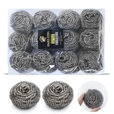 12 pcs Stainless Steel Scourer, Scrubber for Cleaning Pots, Dishes, Ovens, Grill