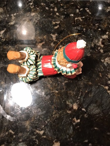 Vintage Paper Mache Clown Christmas Ornament Happy Circus Clown Red Green MCM - Picture 2 of 12