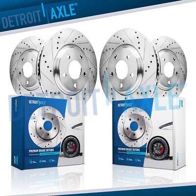 13.98'' Front 13.78'' Rear Drilled and Slotted Brake Rotors for Infiniti G37 Q60
