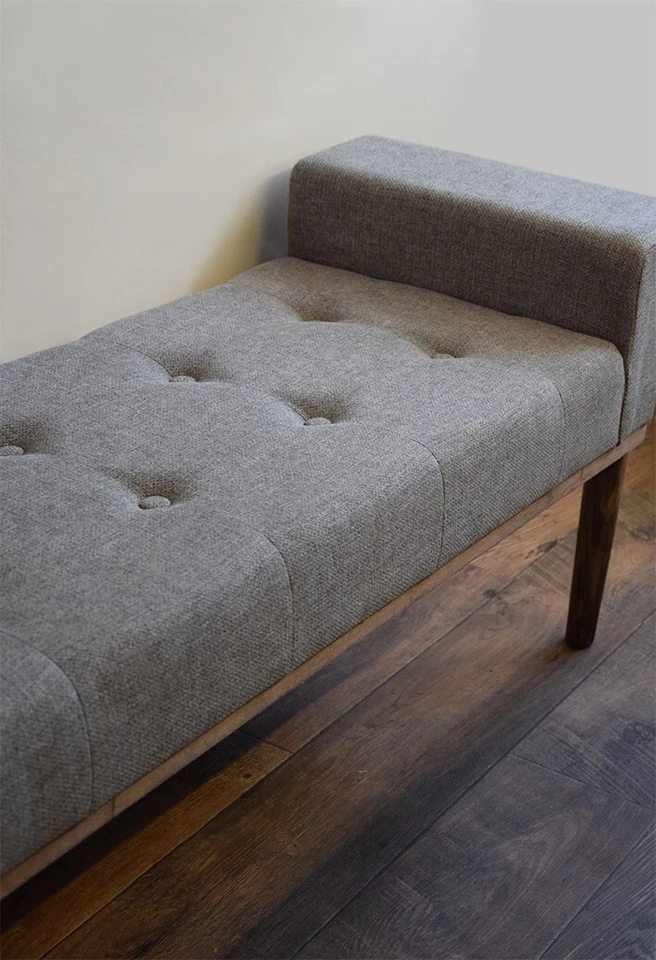 Hocker 120 x 40 x 50 cm synthetische Stoffe Grau Holz