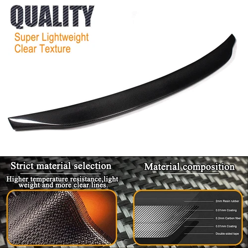 REAR CARBON FIBER Rear Trunk Spoiler Wing Fit for Audi A4 B8 2009-2012 Sedan - Picture 6 of 9