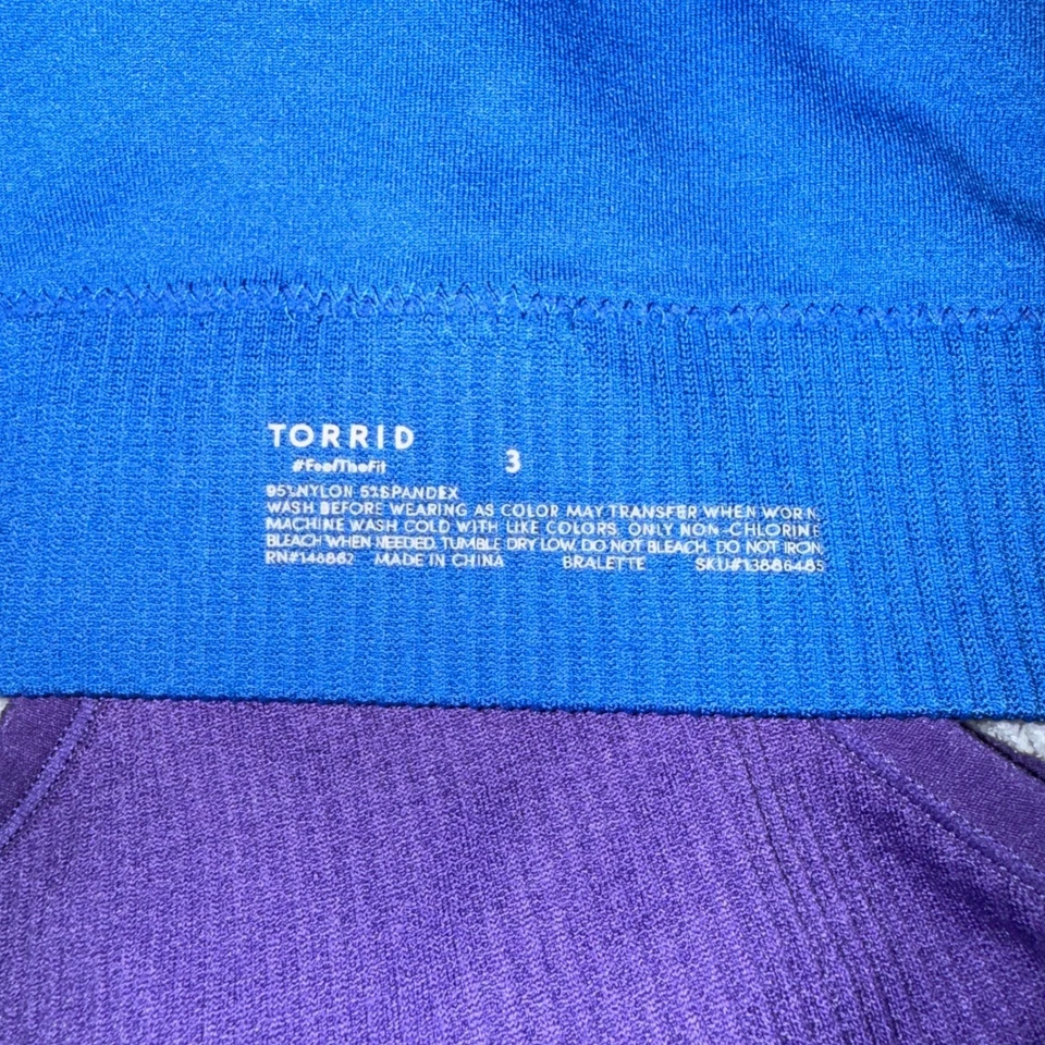 Torrid лот синий и фиолетовый ребристый бесшовный спортивный бюстгальтер размер 3 x - Изображение 2 из 4