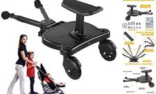 2025 New-Universal Stroller Board with Detachable Seat, 2in1 Sit and Dark Black