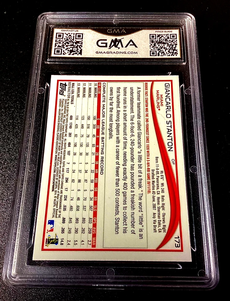 Giancarlo Stanton XFractor Gem Mint 10 2014 Topps Chrome New York Yankees #173 - Image 4 of 4