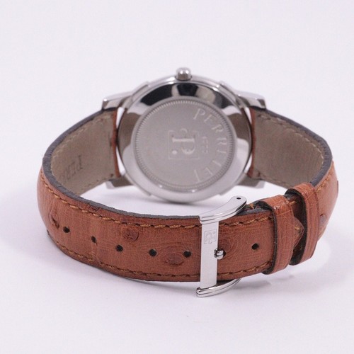 PERRELET Double Rotor Automatic Men Watch K18 Bezel Ivory Dial Leather Bel
