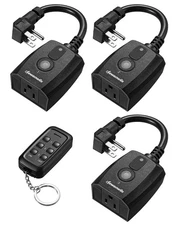 DEWENWILS Outdoor Remote Control Outlet,1 Remote 3 Outlets, Weatherproof, 125V