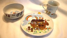 Vintage Children's Noahs Ark Dish Set Plate Bowl Cup Porcelain George Good