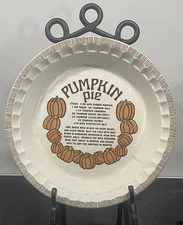 Pumpkin Pie Royal China By Jeannette Country Harvest Pan Plate Recipe Vtg