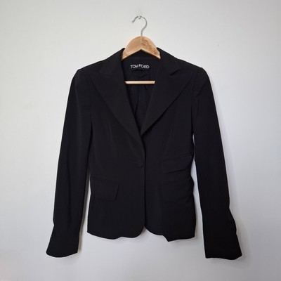 TOM FORD Black Long Sleeve Buttoned Polyester Blazer Jacket Size 40 UK Medium