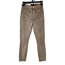 7 For All Mankind high waist ankle skinny jeans tan gold size 24 