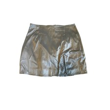 Blush Boutique Satin Mini Skirt Silver Side Slit Formal