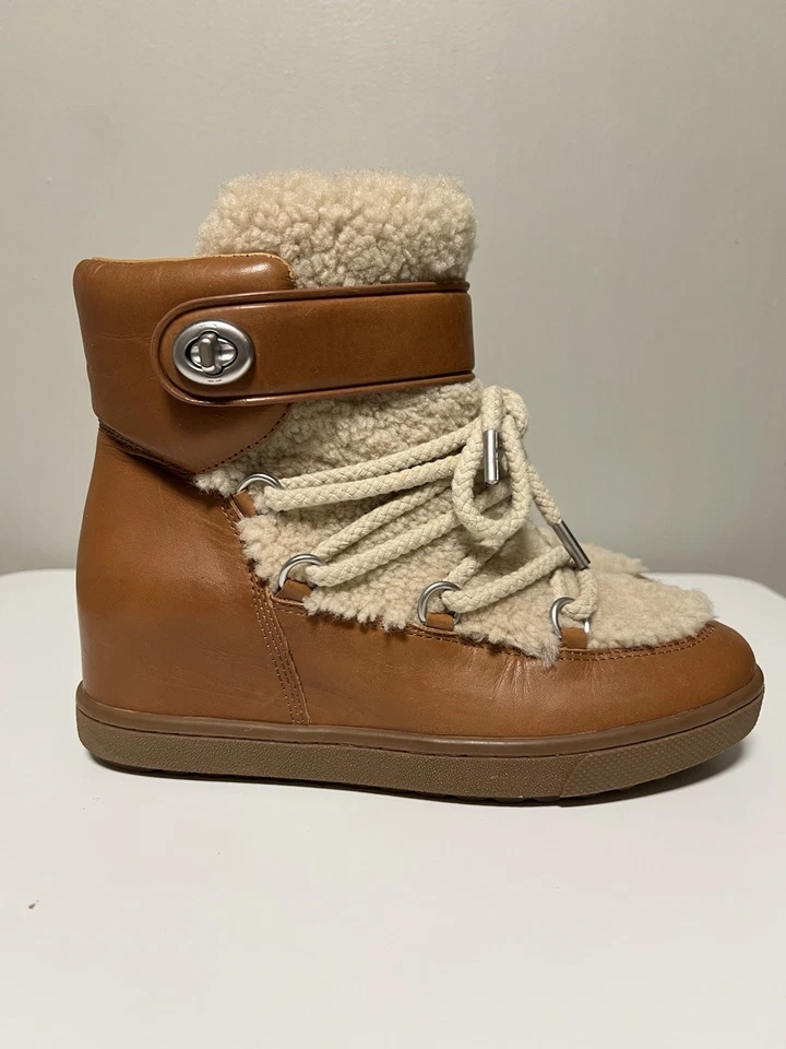 Botines de cuña con cordones de piel de oveja Coach Monroe EE. UU. 10 B UE 40 Foto 3 de 4