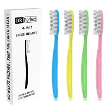 Extra Hard & Firm Toothbrush BPA Free Large Long Head Whitening Teeth - NEW