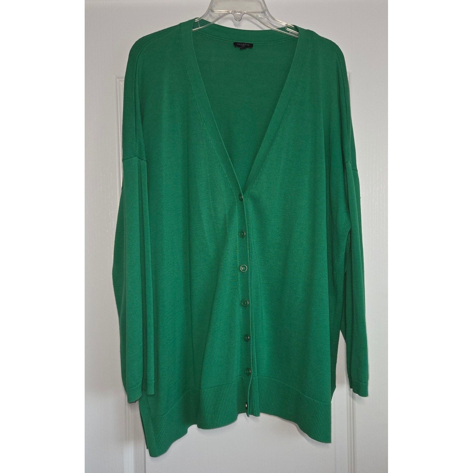 Talbots Plus Green V Neck Button Front Cardigan S… - image 1