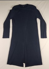 Ming Wang Sweater Dress Womens Small Blue Ribbed Knit Long Sleeve Midi Pullover