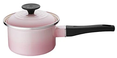 Pot émaillé Le Creuset EOS casserole 14 cm coque rose gaz compatible IH avec ... - Photo 1/4