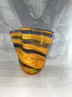 Vintage Retro MCM Murano-style Art Glass Vase Swirls 12” Orange Brown