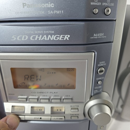 Panasonic CD Stereo System SA-PM11 5 CD Changer W/ 2 Speakers Tested Works Well - Picture 3 of 19