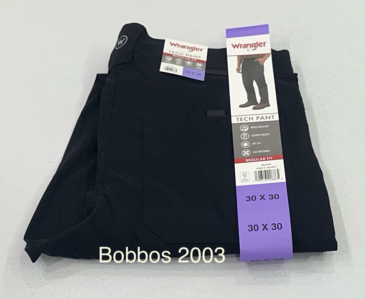 Wrangler Men's Regular Fit Tech Pants, Black, Size 30X30