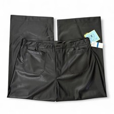 CeCe Black Faux Leather Wide Leg High Waisted Pants Size XL