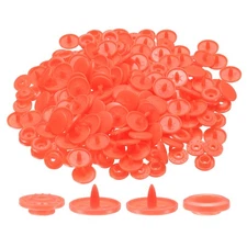 400 Set Plastic Snaps T5 Round Resin No-Sew Button Fasteners Kit, Deep Orange
