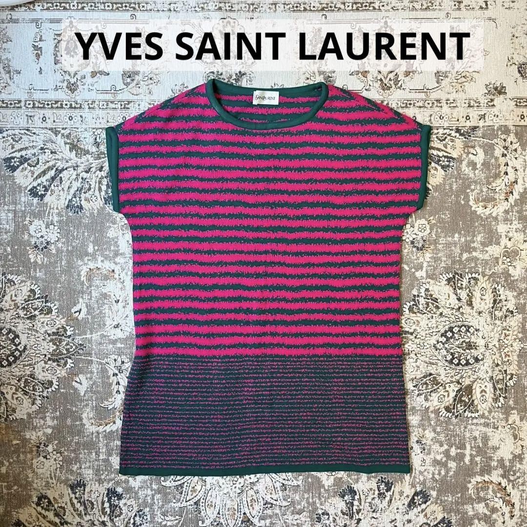 Autentica maglia estiva Yves Saint Laurent bordo manica corta taglia M donna