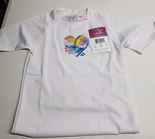 Kanu Surf Girls' UPF 50 Sun Protective Rashguard Swim Shirt NWT WHITE SZ 10