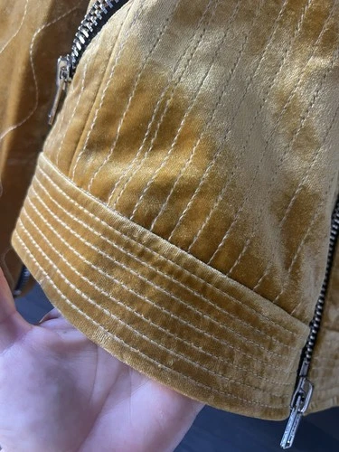 3.1 Phillip Lim Gold Mustard Velvet-Look Quilted Moto Jacket Size 4 image 4