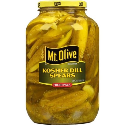 Fresh Pack Kosher Dill Pickle Spears in a 128 fl oz Jar