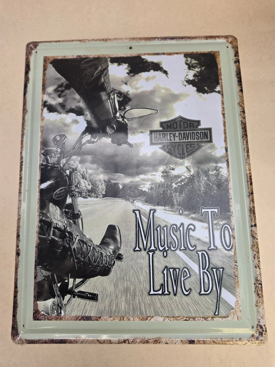 HARLEY-DAVIDSON MOTOR CYCLES  MUSIC TO LIVE BY  Metal Sign Vintage Tin Shed