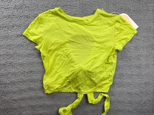 Blogilates Shirt Womens Size Large Short Sleeve Reversible Bow Back Tee Limeade