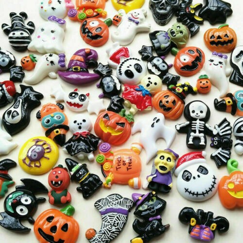 Diy Mix Lots Halloween Pumpkin Resin Button Flatback Scrapbook Craft Phonecover - Picture 2 of 9
