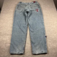 Vintage Tommy Hilfiger Jeans Mens 34x32 Light Wash Baggy Tapered Flag USA 90s