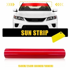 Windshield Shade Sun Visor Strip Tint Film Vinyl Sticker Decal Red 60"x10"